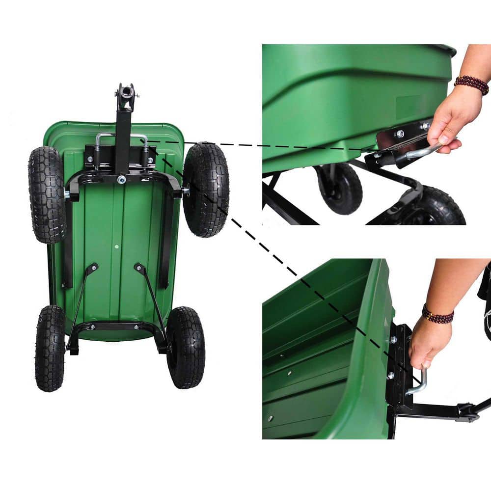 2.5 cu. ft. Folding Wagon Steel Frame Dump Garden Cart 300 lbs. Capacity, Green - Hercitys