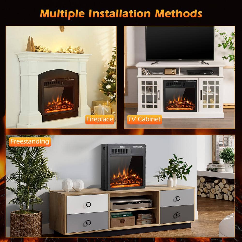 18” Electric Fireplace Insert 5100 BTU Freestanding Heater with Remote Control - Hercitys