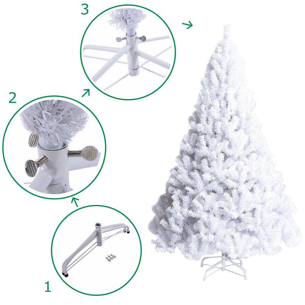 5 ft. White Unlit Full PVC Regular Artificial Christmas Tree with Solid Metal Stand - Hercitys