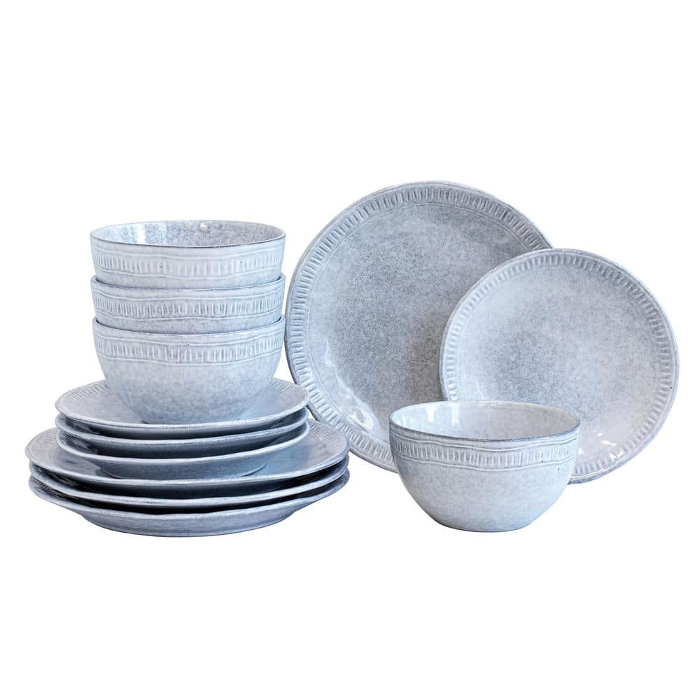 12-Piece Violet Stoneware Dinnerware Set - Hercitys