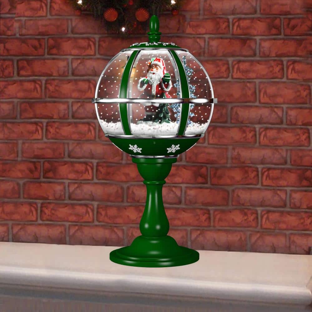 23 in. Christmas Musical Snow Globe with Santa Scene, Cascading Snow and Christmas Carols - Hercitys