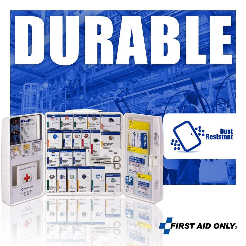 100-Person, 3-Shelf Metal ANSI B Plus First Aid Cabinet with Medications - Hercitys