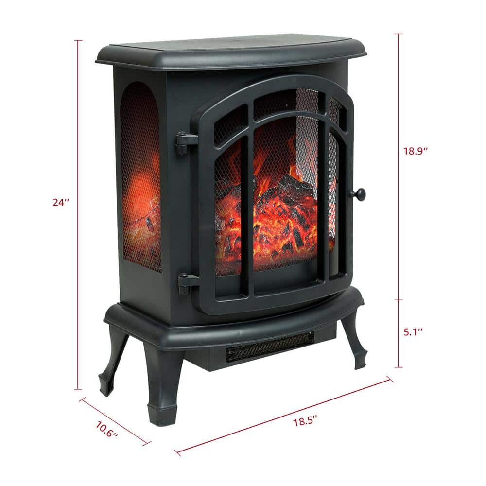 19 in. Freestanding Electric Fireplace in Black with Infrared Remote - Hercitys