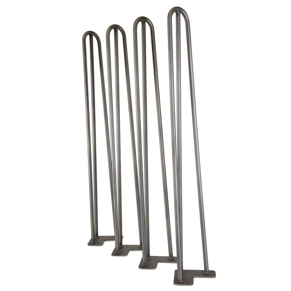 1/2 in. Dia. 28 in. Mid-Century Modern Raw Steel Hairpin Table Legs, (4-Pack) - Hercitys