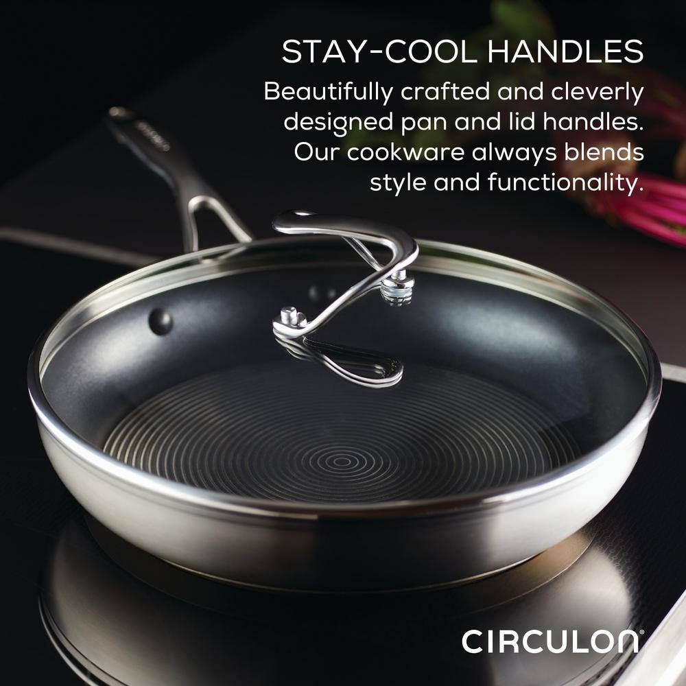 12 in. Stainless Steel Frying Pan with Lid - Hercitys