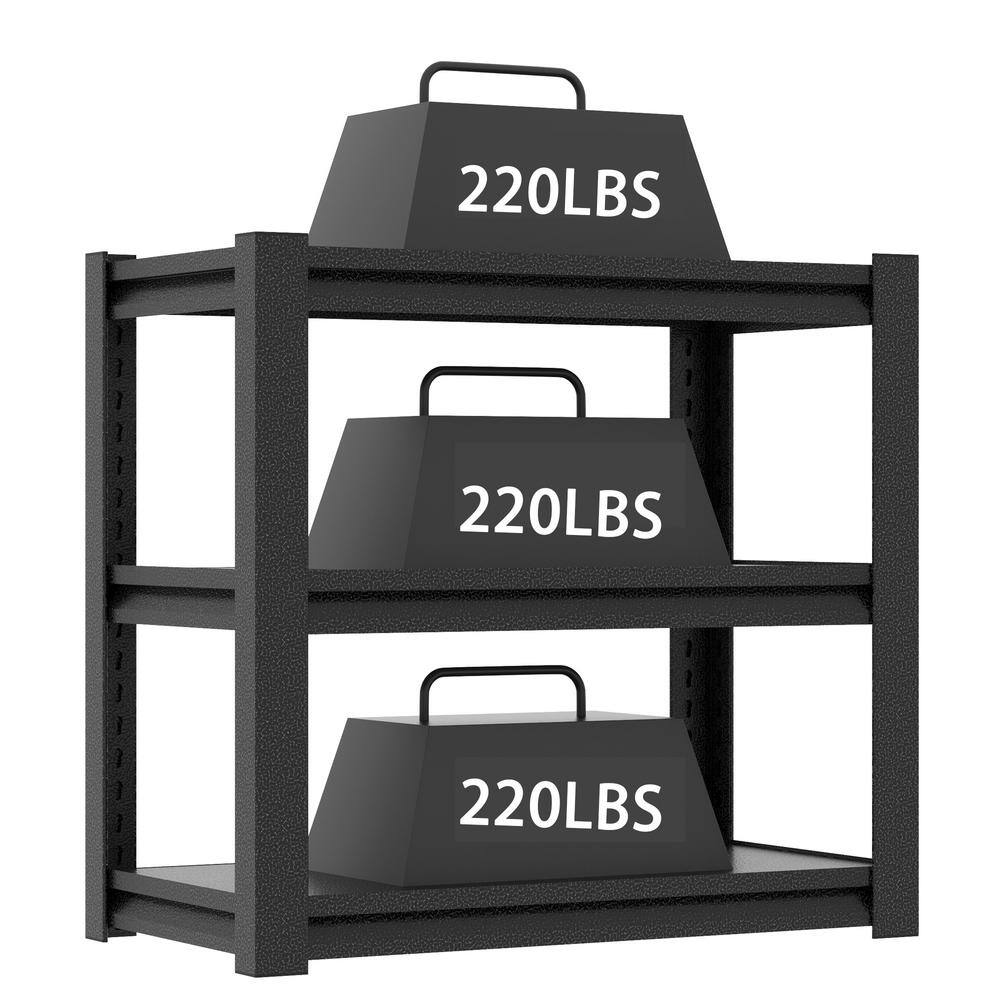 3 Tiers Heavy Duty Steel Adjustable Household Shelving Unit in Black (34 in. W x 31.5 in. H x 18 in. D) - Hercitys