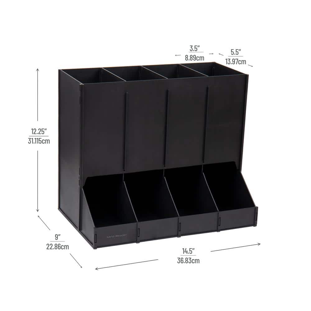 4-Compartment Single Serve Coffee Pod Dispenser, 120 Pod Capacity, Breakroom, 14.5 in. L x 9 in. W x 12.25 in. H, Black - Hercitys