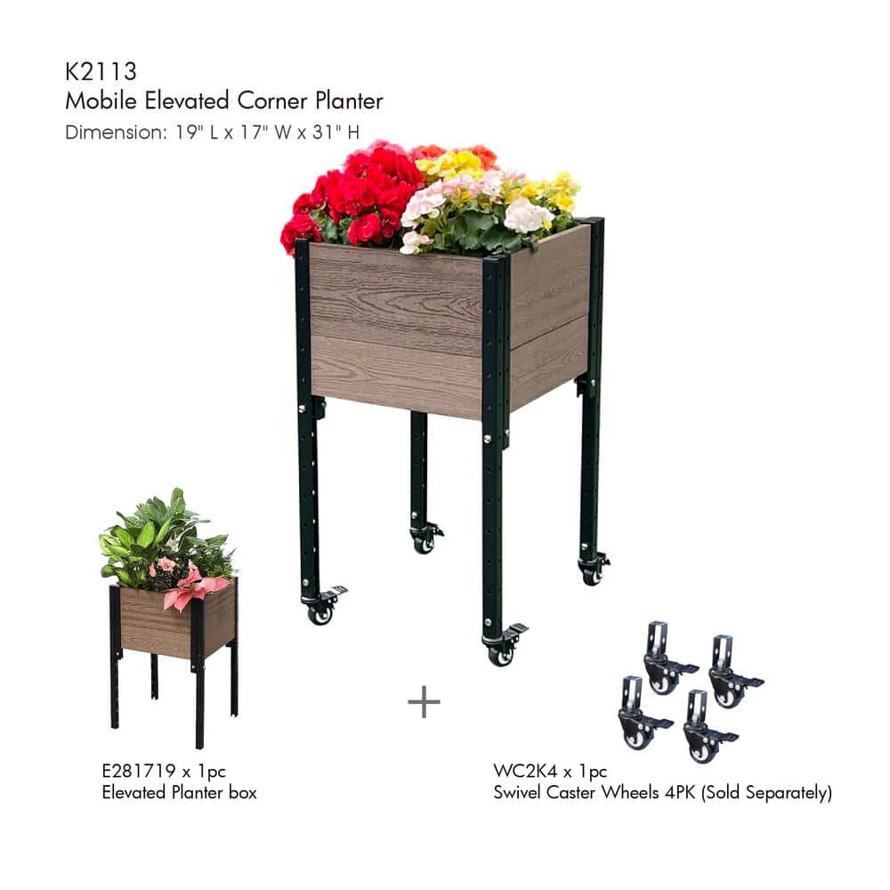 17 in. L x 19 in. W x 28 in. H Elevated Composite Planter Box - Hercitys