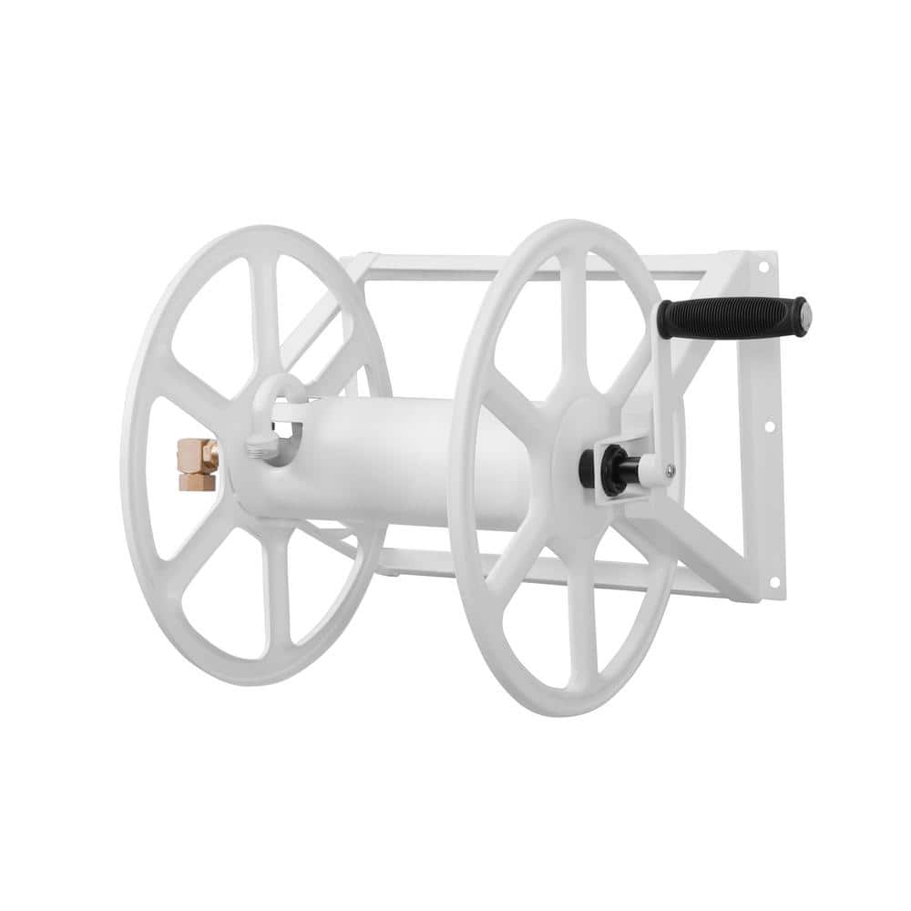 200 ft. White Steel Dual mount Wall Mounted Garden Hose Reel - Hercitys