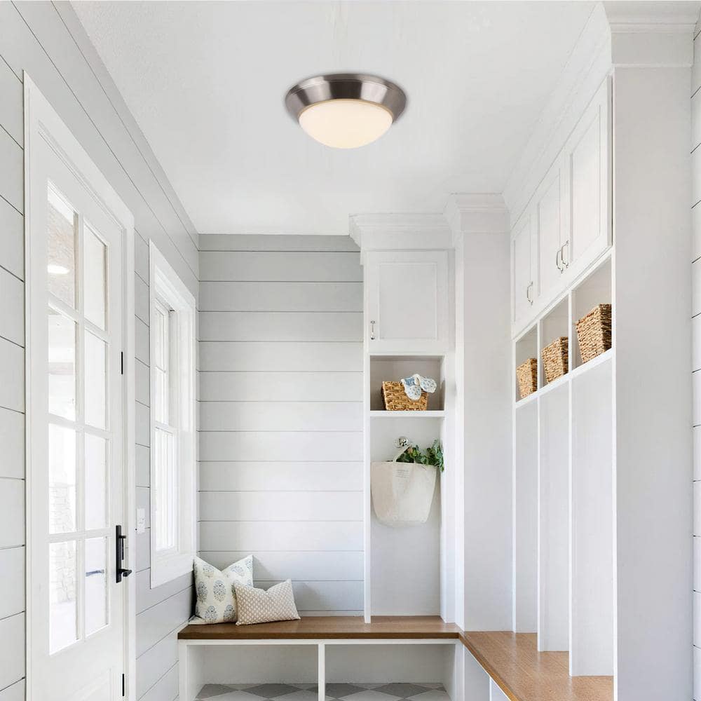 16 in. 1-Light Brushed Nickel LED Flush Mount - Hercitys