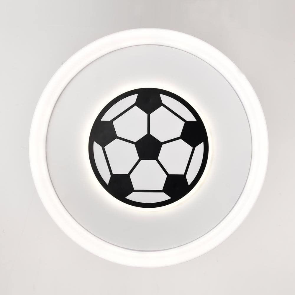 19 in. 95-Watt Modern Soccer Pattern Integrated LED Flush Mount with White Acrylic Shade - Hercitys