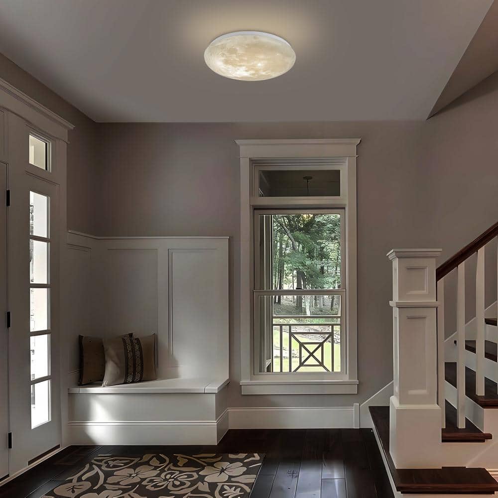 15 in. Dimmable Moon LED Flush Mount Ceiling Light - Hercitys