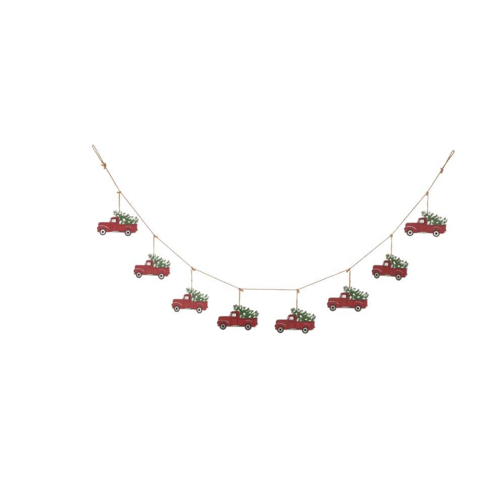 5.9 ft. L Metal Red Truck Garland - Hercitys