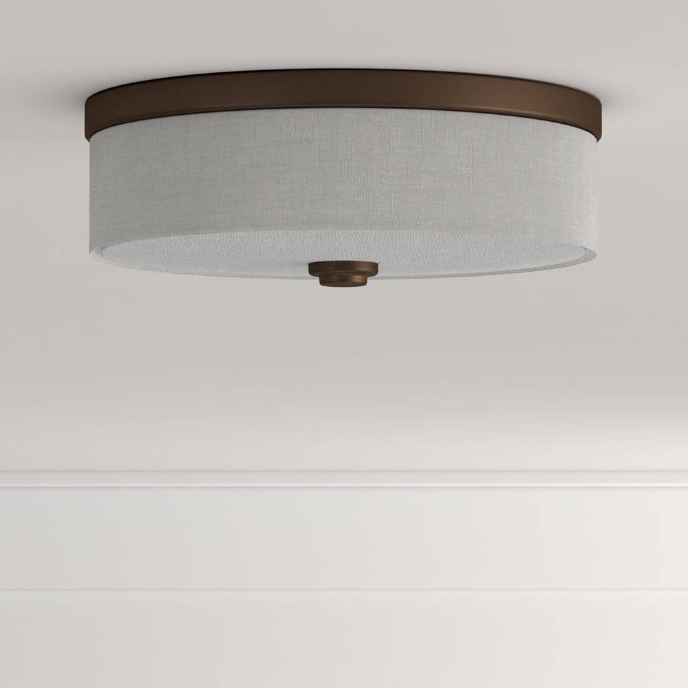 10 in. Weaver Collection 1-Light Antique Bronze Integrated LED Flush Mount - Hercitys