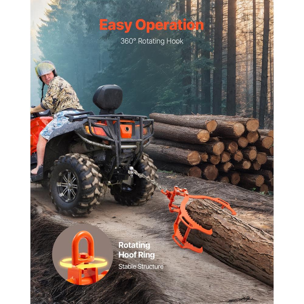 32 in. Log Lifting Tongs, 4-Claw Log Tongs, Heavy Duty Steel Log Grapple, 2200 lbs. Lifting Capacity - Hercitys