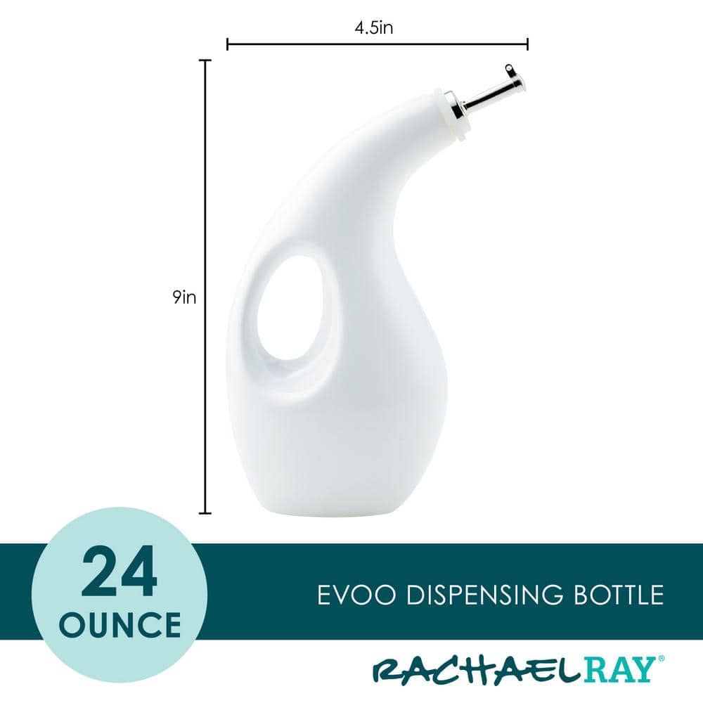 24 oz. White Ceramic EVOO Oil and Vinegar Dispensing Bottle - Hercitys