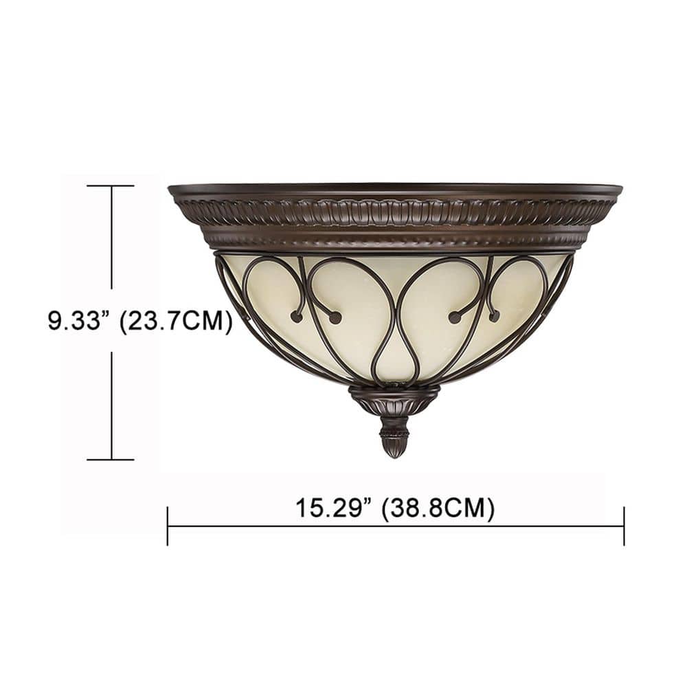 2-Lights Semi Flush Mount with Clear Glass, a Painted Woodgrain Finish, 2*E26 - Hercitys