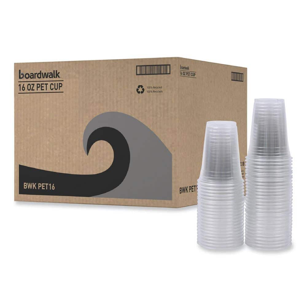 16 oz. Clear Disposable Plastic Cups, Cold Drinks, PET, 20-Cups/Sleeve, 50 Sleeves/Carton - Hercitys