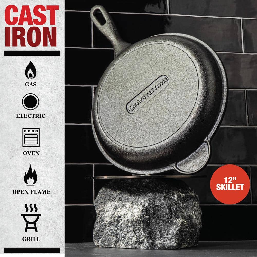 12 in. Pre-Seasoned Cast Iron Skillet - Hercitys