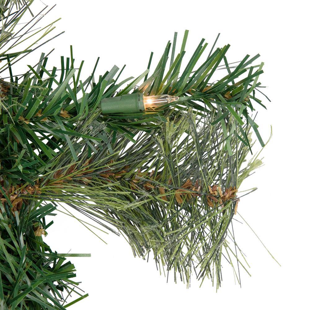 24 in. Green Pre-Lit Oregon Cashmere Pine Artificial Christmas Wreath 24 in. Clear Lights - Hercitys