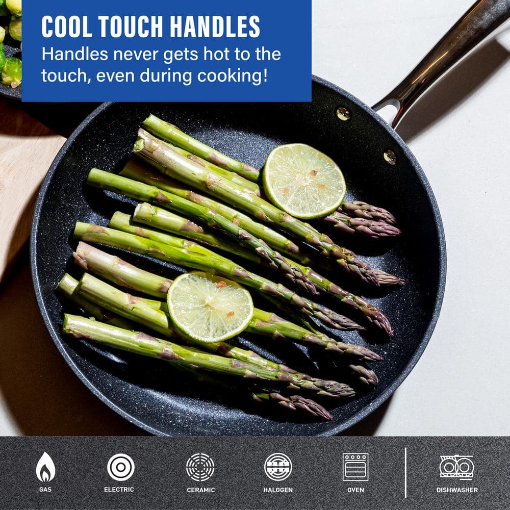 2-Piece Black Aluminum Ultra-Durable Diamond Infused Nonstick Frying Pan Set (5. 5 in. and 9. 5 in.) - Hercitys