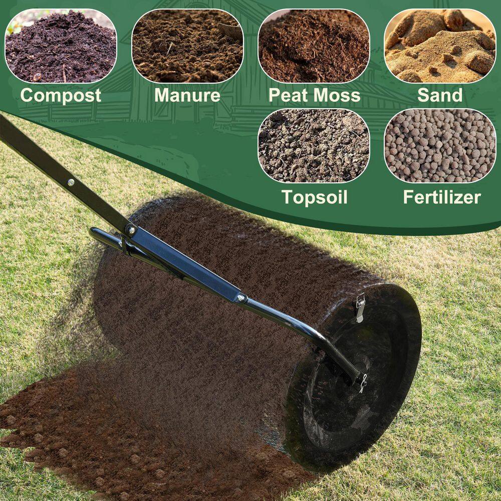 24 in. Compost Spreader, Heavy-Duty Metal Mesh Spreader with Adjustable Handle，Black - Hercitys