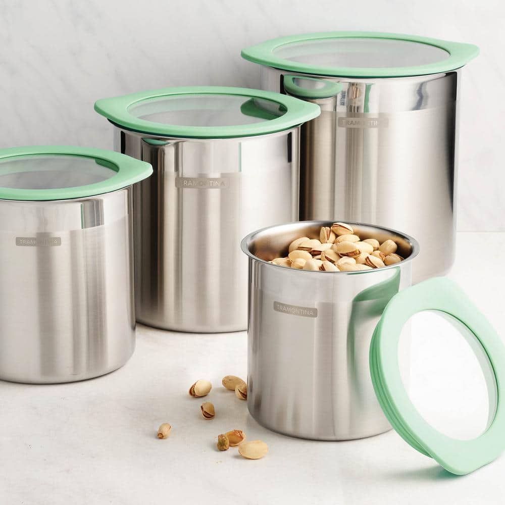 4 Pc Stainless Steel Canister Set – Mint Green - Hercitys