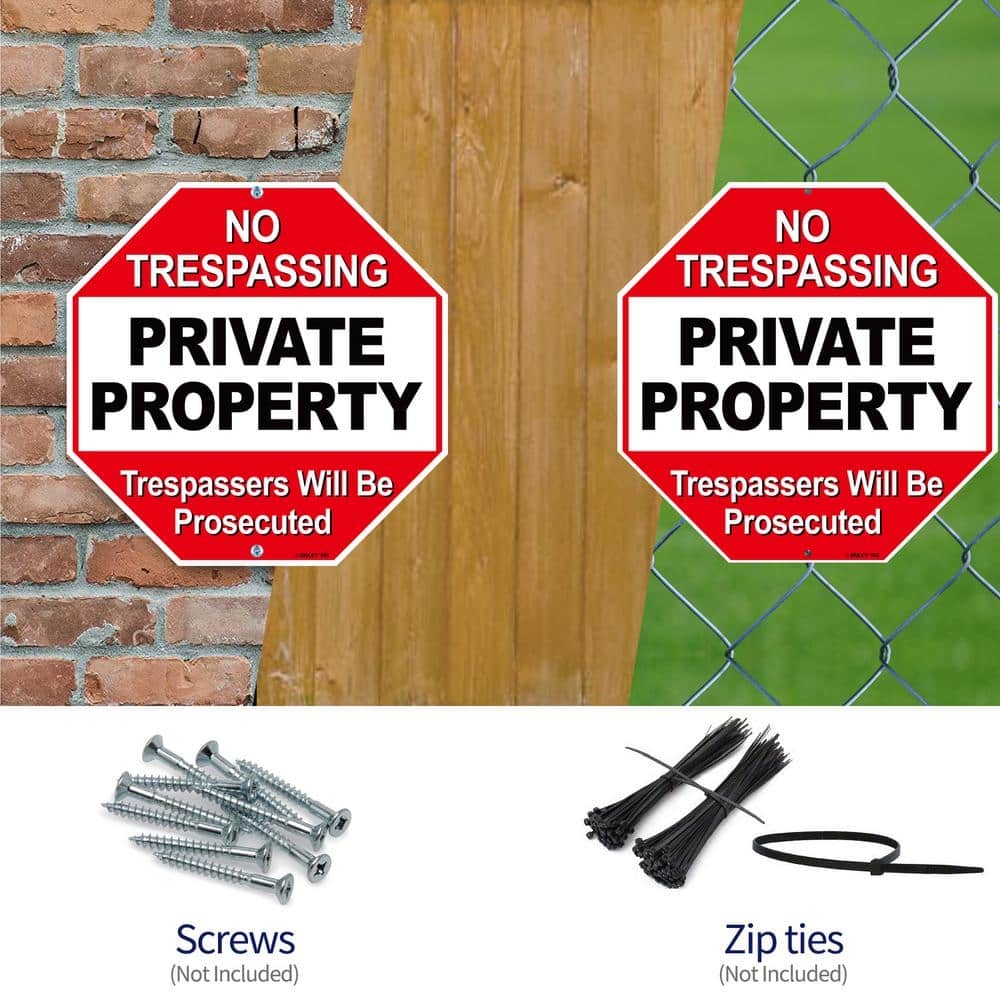 12 in. x 12 in. Private Property Aluminum Warning Sign – No Trespassing Security Alert - Hercitys