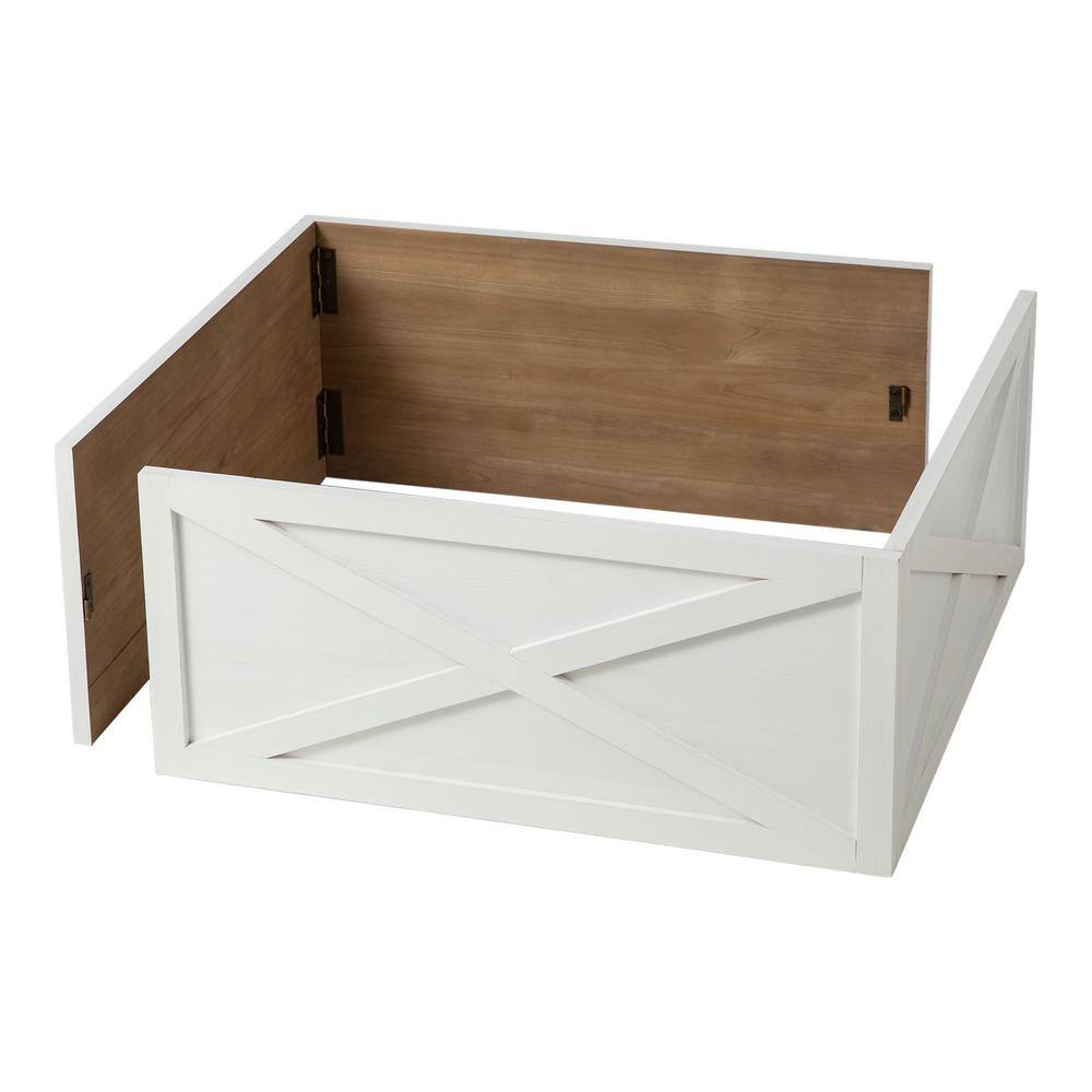 26 in. L Washed White Wooden Tree Collar - Hercitys