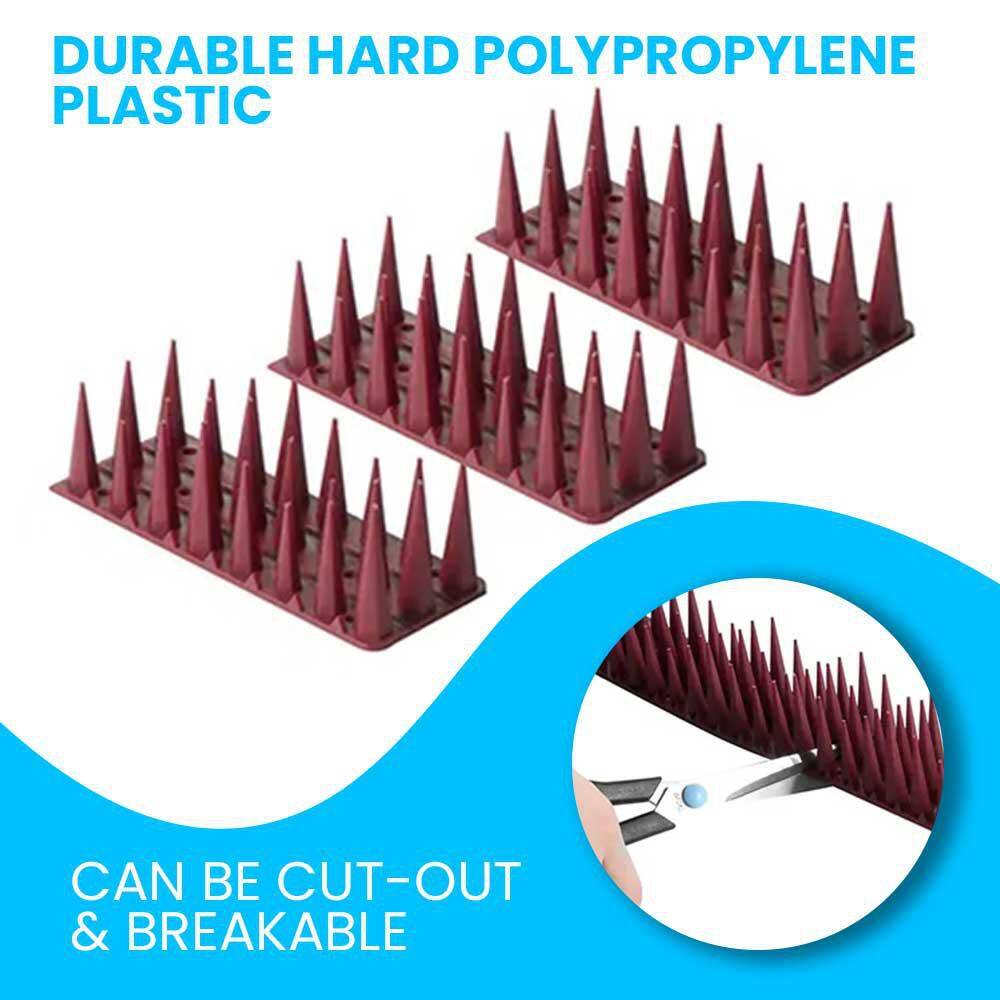 16.9 Brown Plastic Deterrent Fence Spikes, Keeps a Pigeon Away, Off Spikes Strips Bird Repeller (12-Pack) - Hercitys