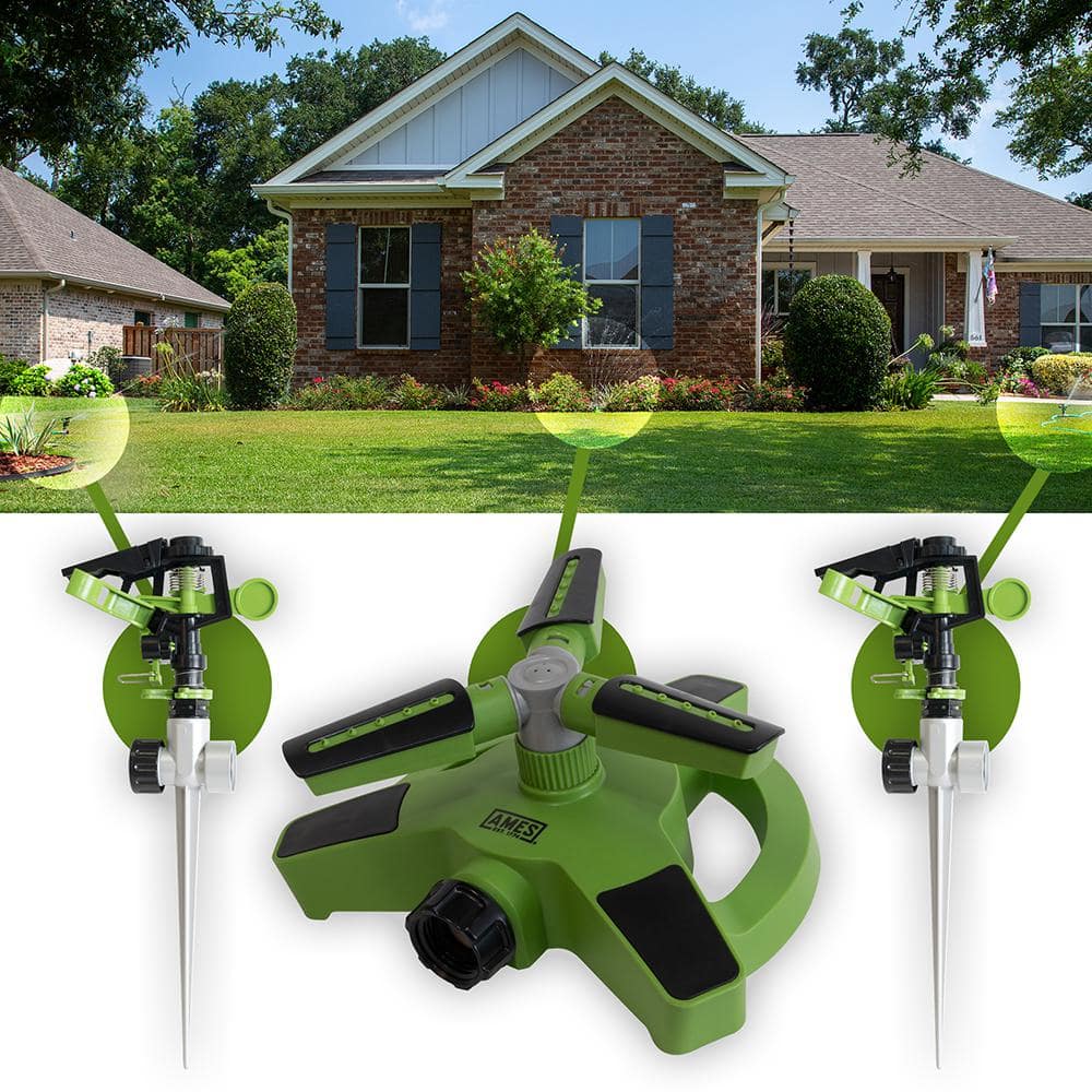 3-Piece Revolving Sprinkler Set with 2 Pulsating Spike Style and one 3-Arm Rotating Sprinkler System - Hercitys