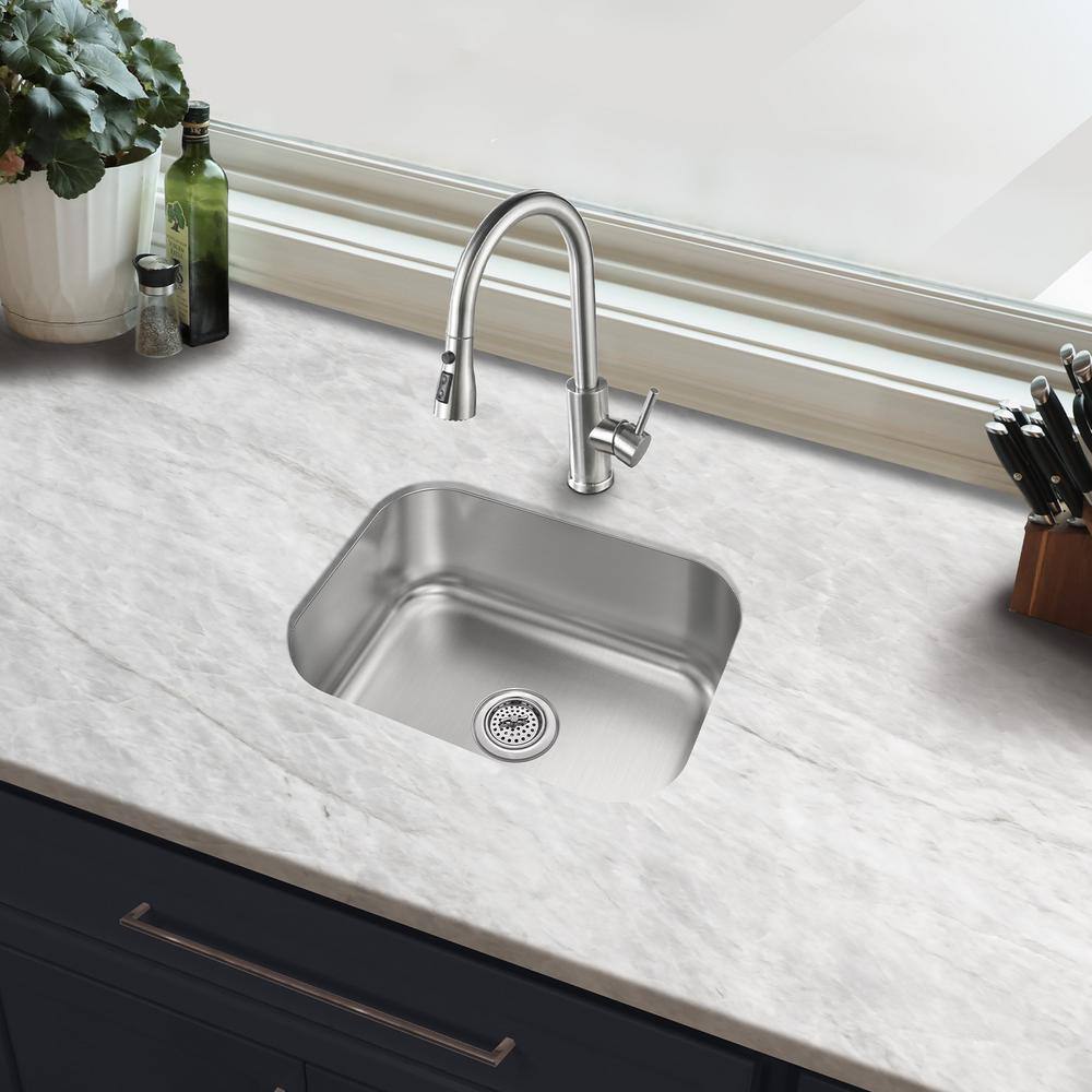 23 in. Undermount Single Bowl 16-Gauge Stainless Steel Kitchen Sink - Hercitys