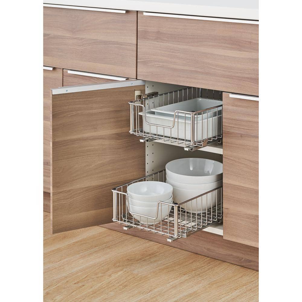 11.5 in. W x 17.75 in. D x 6.25 in. H Chrome Wire in Cabinet Pull-Out Bottom Mount Wire Drawer - Hercitys