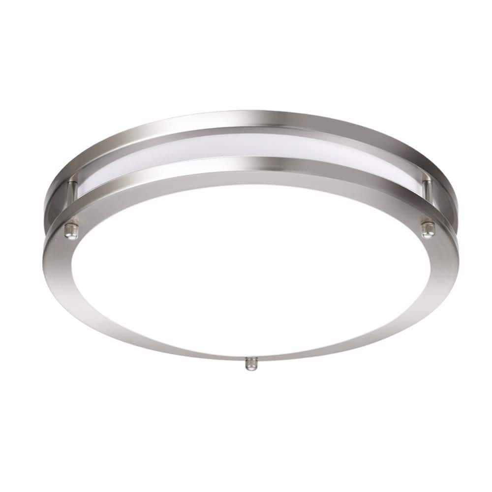 16 in. Modern Double Ring 5CCT Selectable LED Flush Mount Ceiling Light Fixture Brushed Nickel for Kitchen and Bedroom - Hercitys