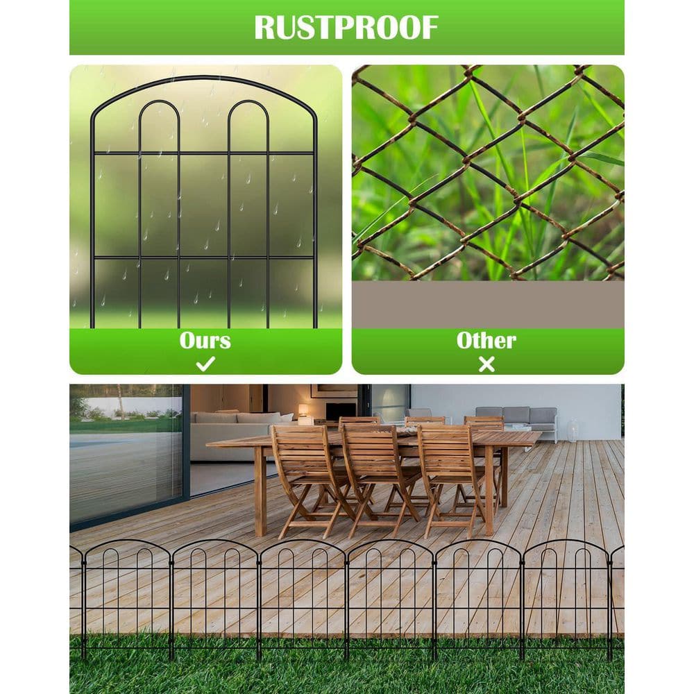 24 in. RustProof Metal Garden Fence Decorative No Dig Wire Border 28 Pack for Yard Patio Animal Barrier - Hercitys