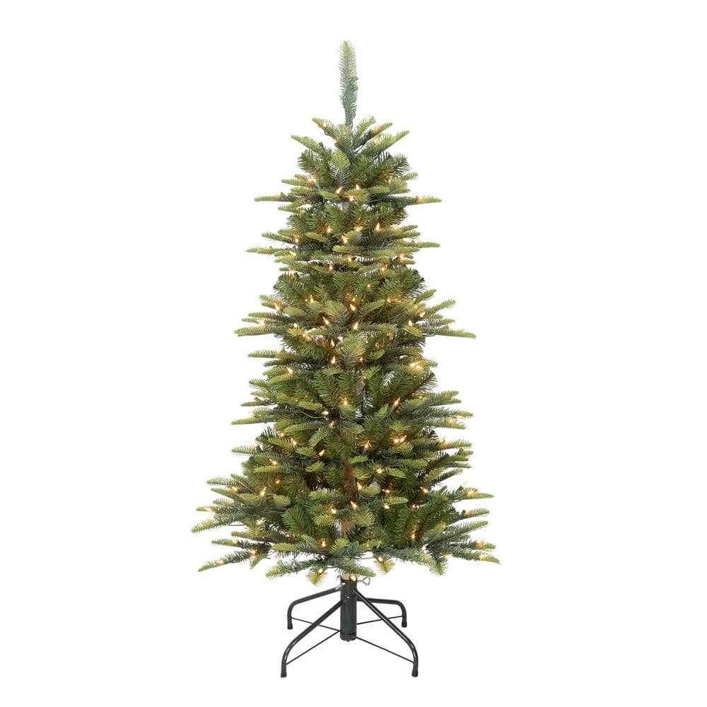 4.5 ft. Green Prelit Slim Aspen Fir Artificial Christmas Tree with 200 Lights - Hercitys