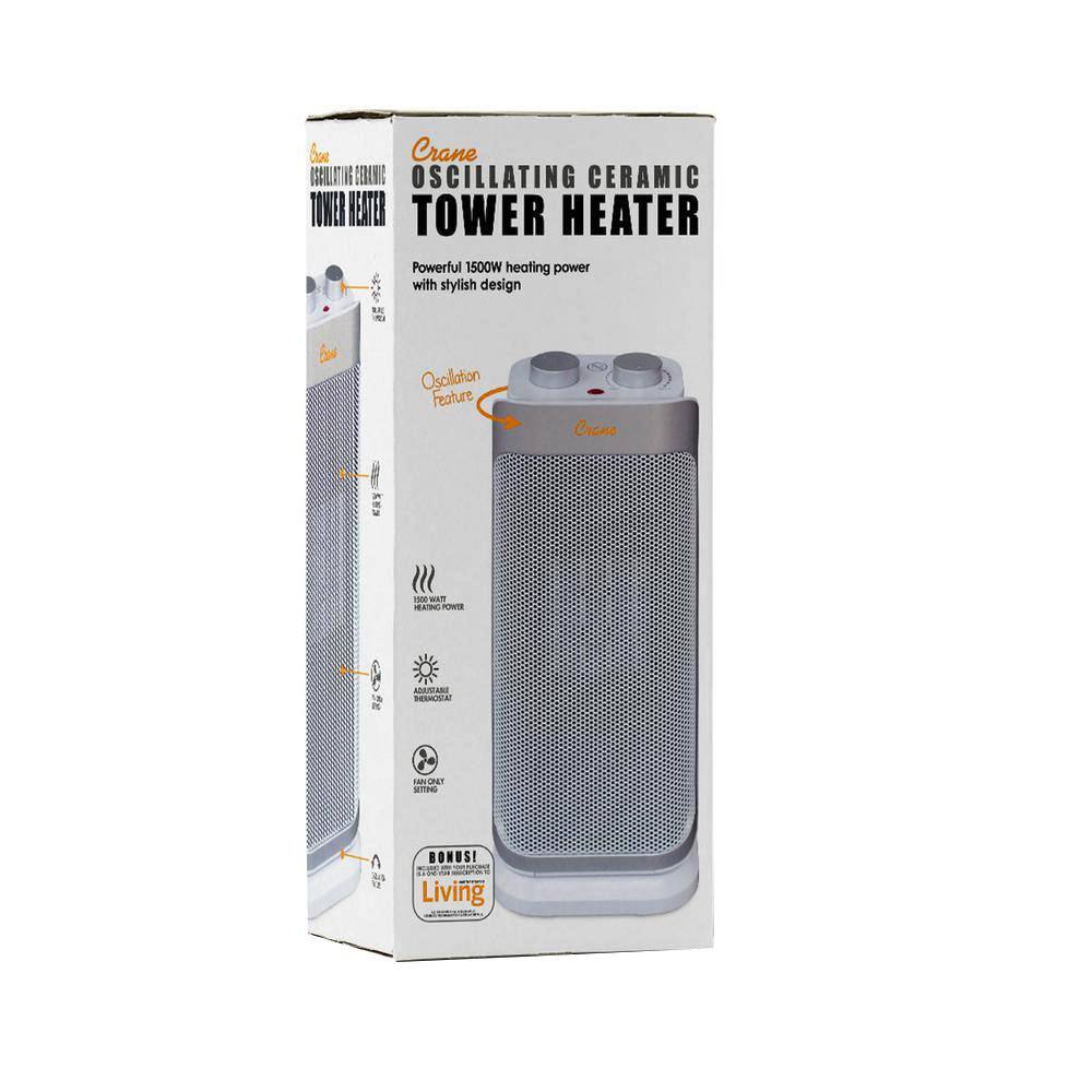 17 in. 750/1500-Watt 3 Settings Electric Compact Tower Oscillating Ceramic Space Heater - Hercitys
