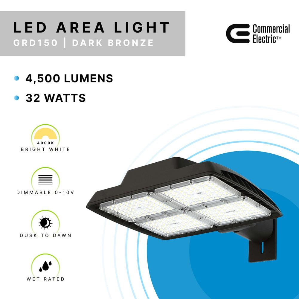 1300W Equivalent Integrated LED Commercial Bronze Dusk to Dawn Area Light, 21,000 Lumens, 4000K - Hercitys
