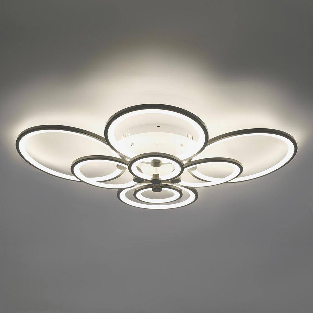 41.33 in. 8-Light Black and White Modern Selectable LED Semi-Flush Mount Ceiling Light with Remote Control - Hercitys