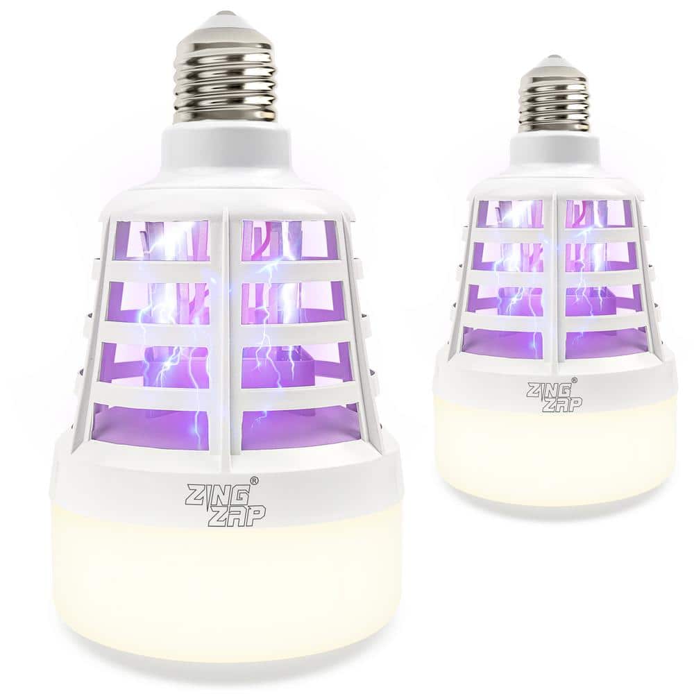 2 Pack Dual-Function Mosquito Repellent Zapper Bulb, LED UV light, 3 Modes, Electric Zapper Kills Bugs on Contact - Hercitys