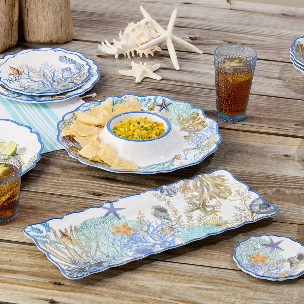 14.5 in. Blue Lagoon Melamine 2-Piece Platter - Hercitys