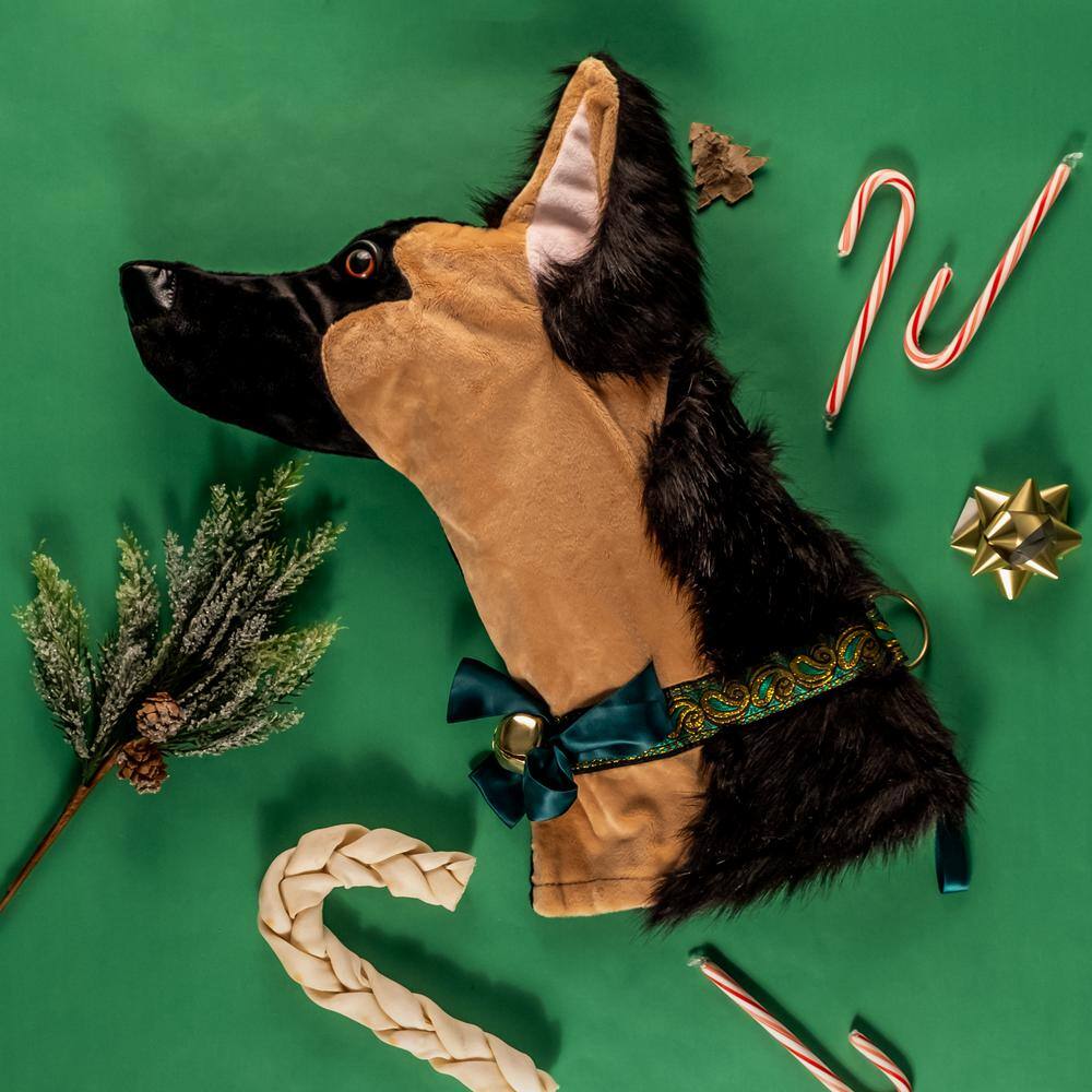 22 in. German Shepherd Dog Faux Fur Christmas Stocking - Hercitys