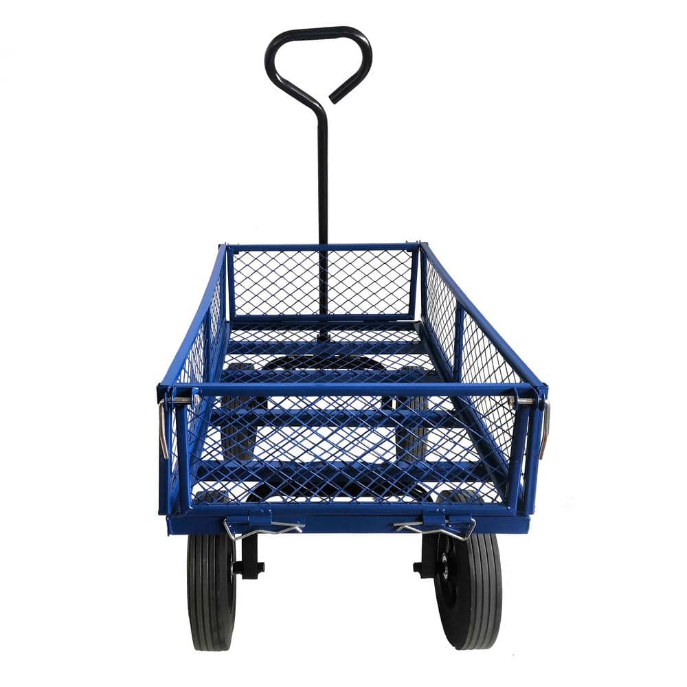 16.74 cu. ft. Metal Wagon Garden Cart, Blue - Hercitys