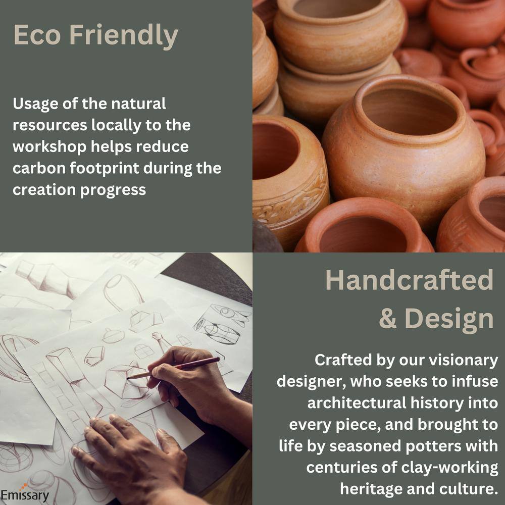 13 in. L x 12.5 in. H Distressed White Ceramic Round Planter with Drainage Hole - Hercitys