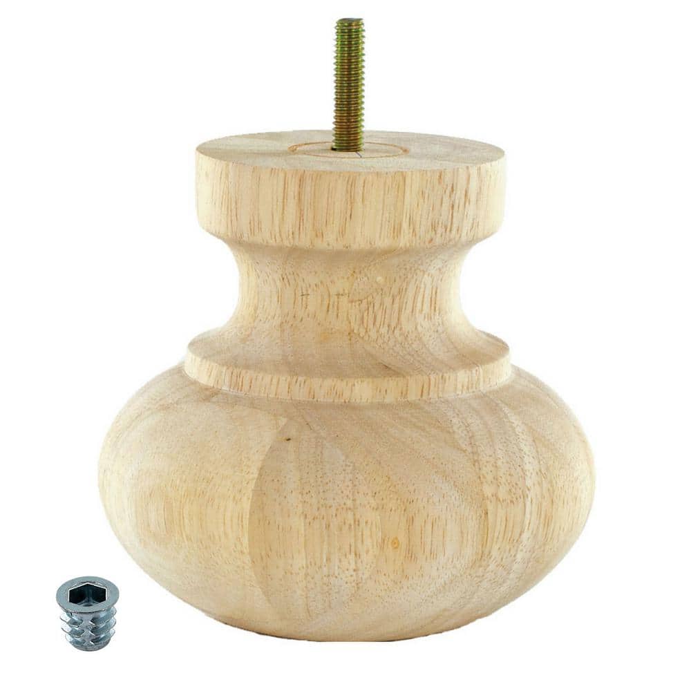 4 in. x 4-7/8 in. Unfinished Solid Hardwood Round Bun Foot - Hercitys