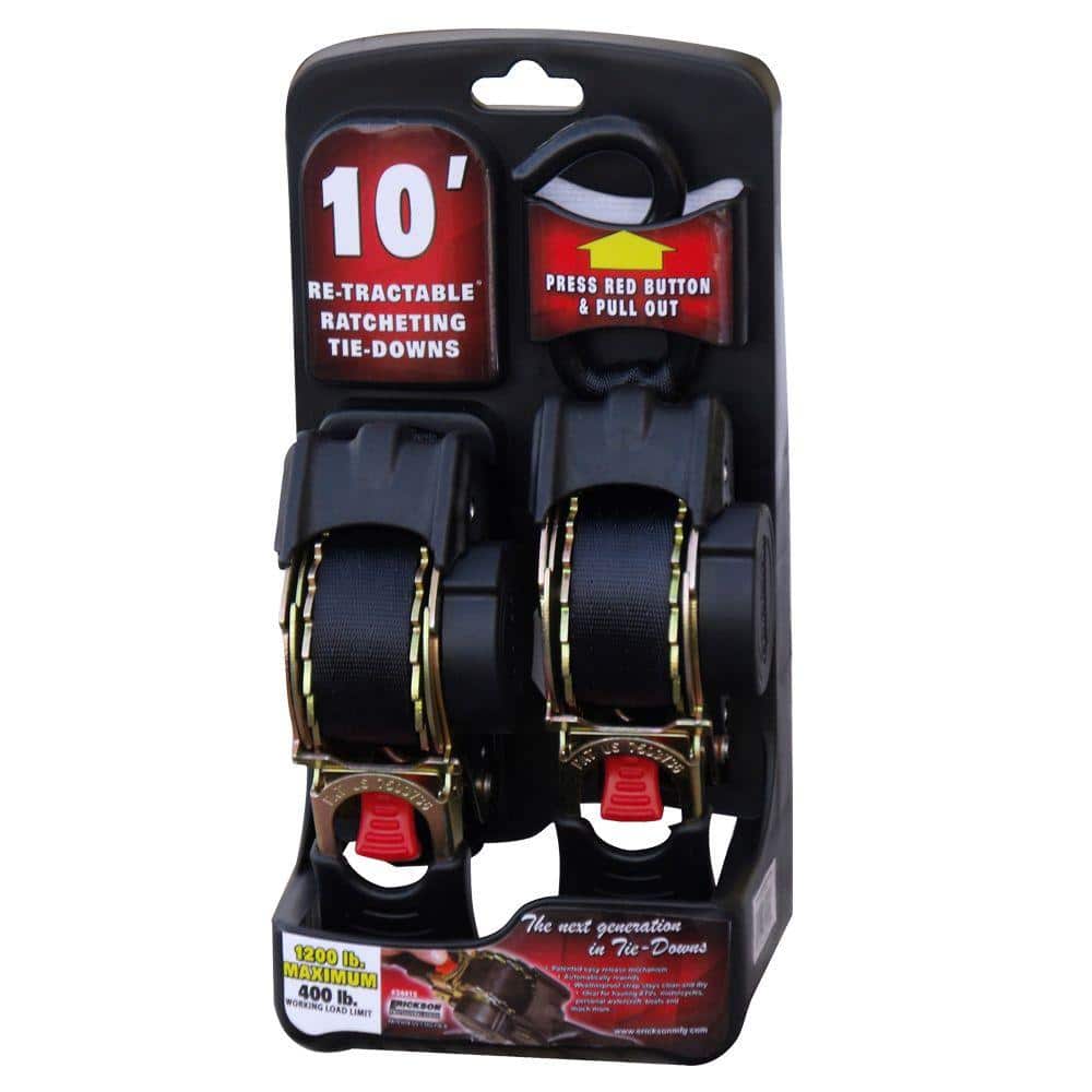 10 ft. Retractable Ratcheting Tie-Downs (2-Pack) - Hercitys