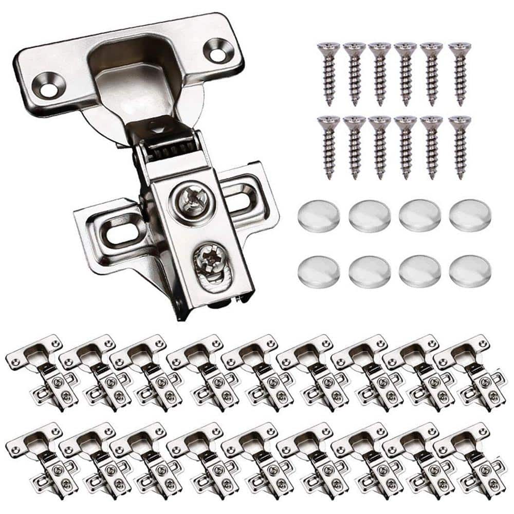 20-Pack Stainless Concealed Soft Close Cabinet Door Hinges with 100° Opening Angel for 1/2 in. Partial Overlay - Hercitys
