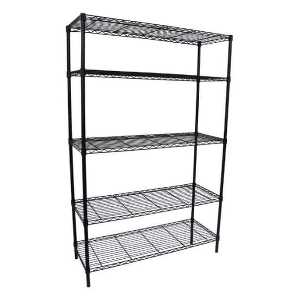 5-Tier Steel Wire Shelving Unit in Black (36 in. W x 72 in. H x 16 in. D) - Hercitys