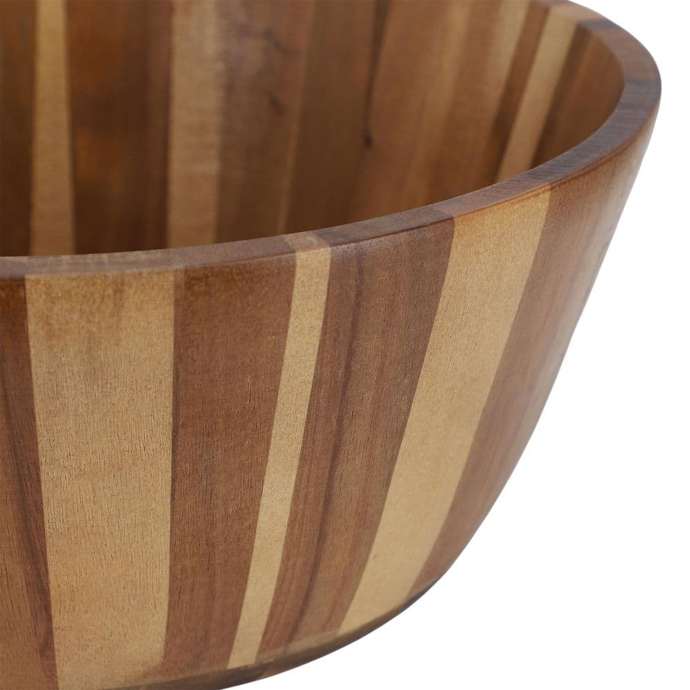 13.8 Inch 324 fl. oz. Light Brown Large Acacia Wood Salad Serving Bowl - Hercitys