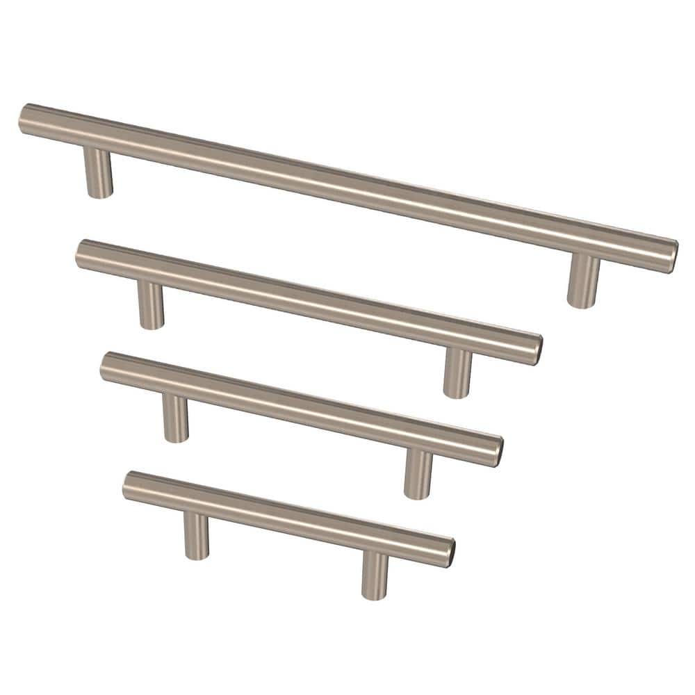 10-Pack Solid Bar 4 in. (102 mm) Modern Cabinet Drawer Pulls in Stainless Steel - Hercitys